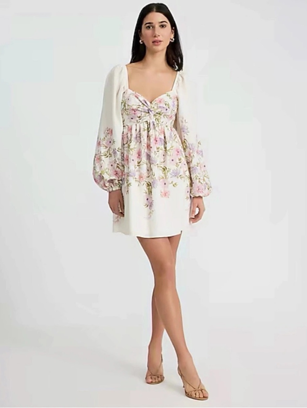 Express Floral Mini Dress in White & Pink Like New